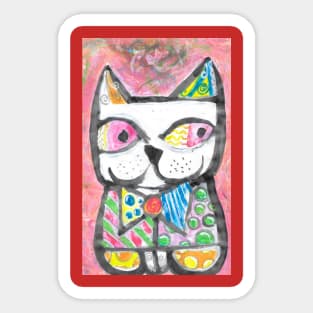 The crazy cat tribute to Romero Britto Sticker